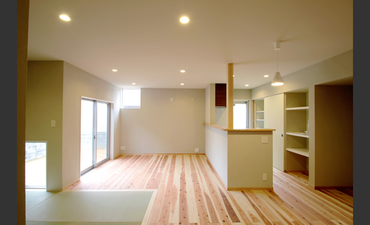 1階 リビング・ダイニング 住宅設計 サンカクスケール