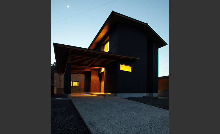 外観夜景 住宅設計 サンカクスケール